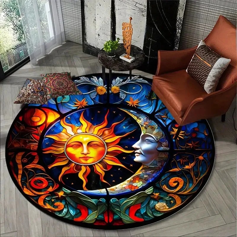 Sun Moon Mystical Round Rug, S - đánh giá và giá Commercial Glass Printing