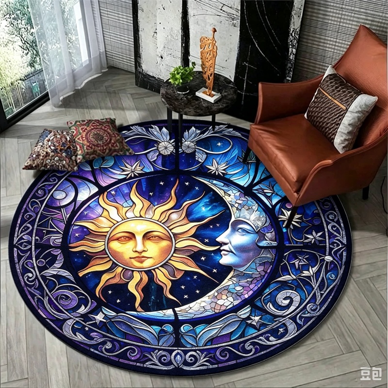 Sun Moon Mystical Round Rug, S - đánh giá và giá Commercial Glass Printing