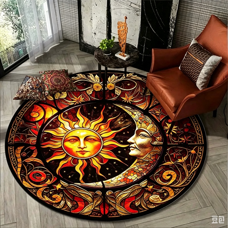 Sun Moon Mystical Round Rug, S - đánh giá và giá Commercial Glass Printing