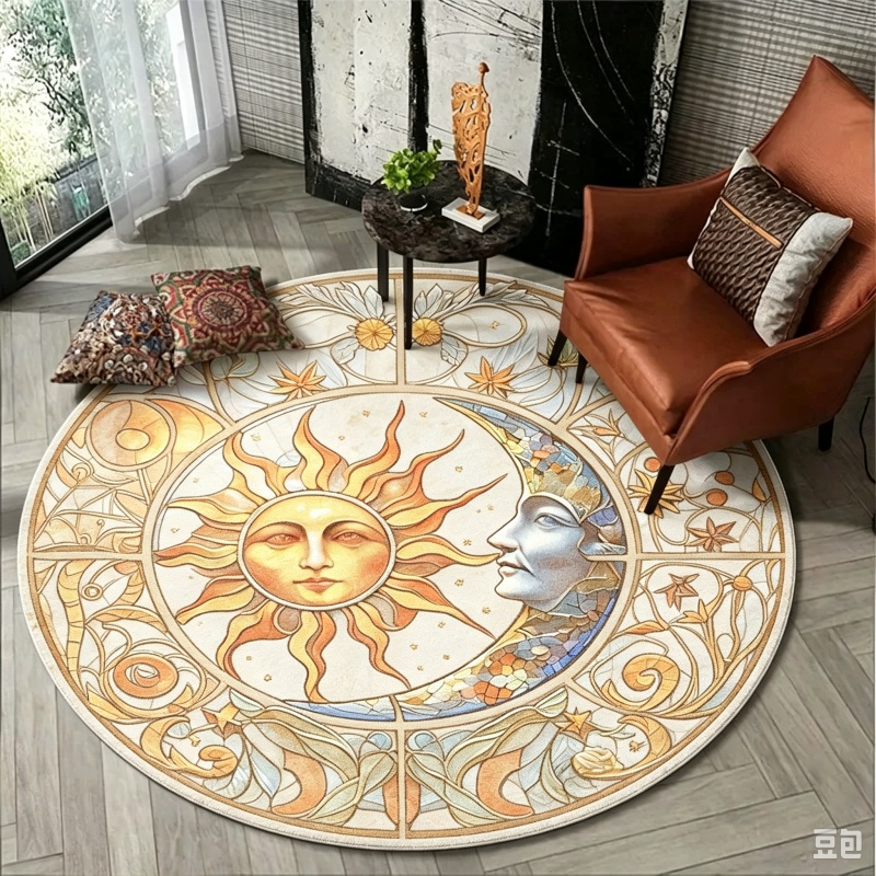 Sun Moon Mystical Round Rug, S - đánh giá và giá Commercial Glass Printing